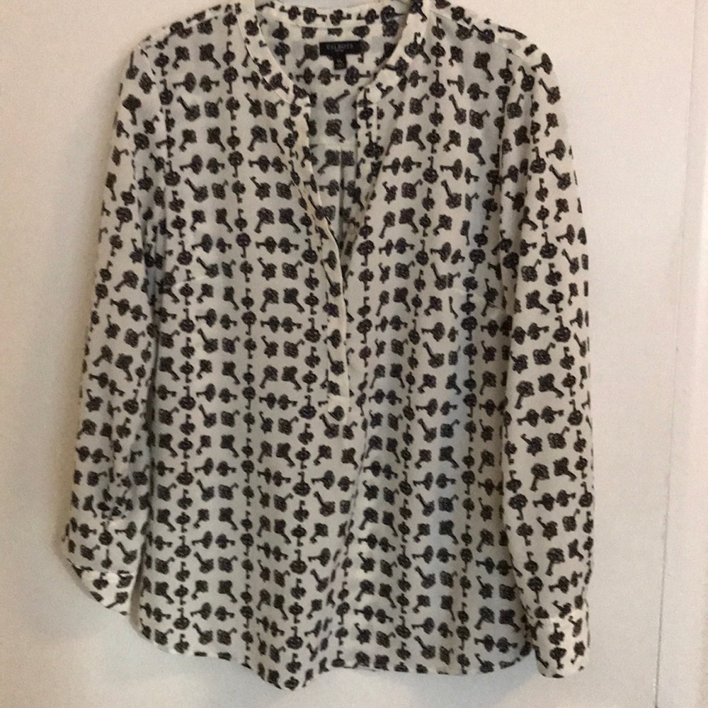 Talbots Blouse with Vintage Key Print